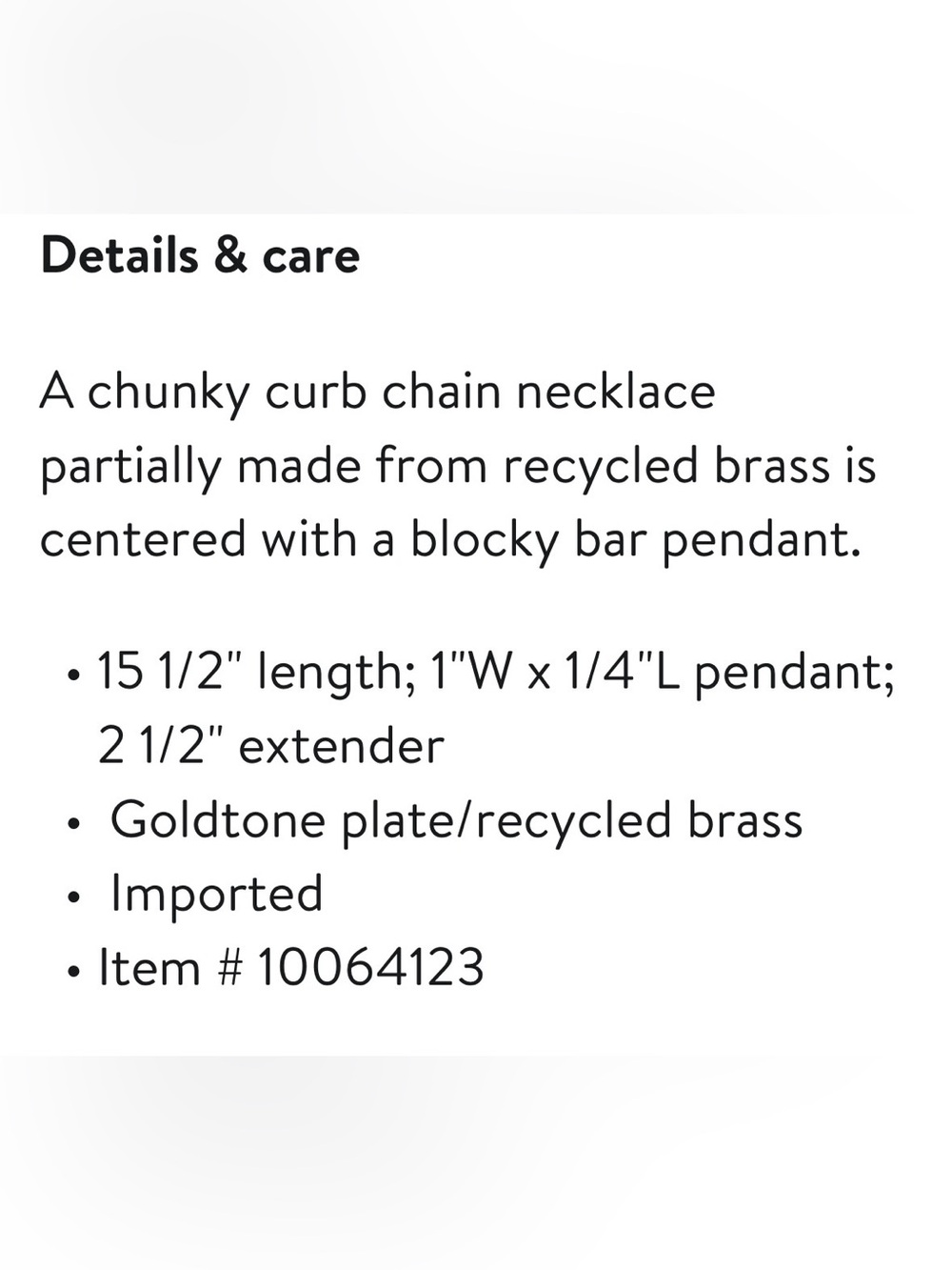 Madewell Chunky Bar Pendant Necklace - Picture 3 of 4